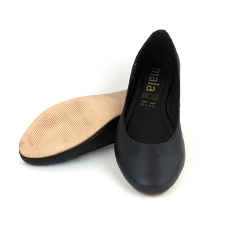 Alex Black Leather Flats