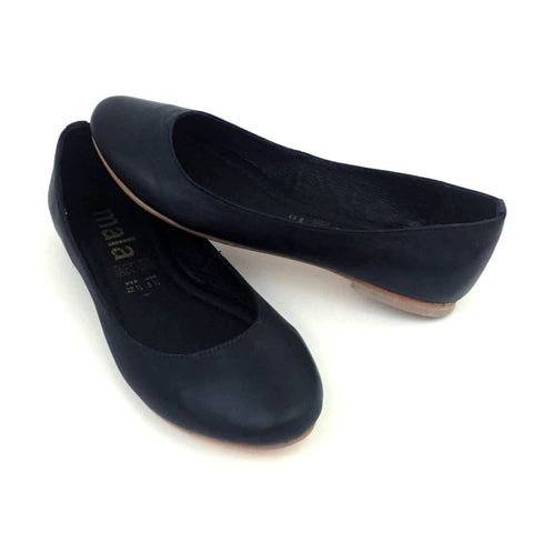 Alex Black Leather Flats