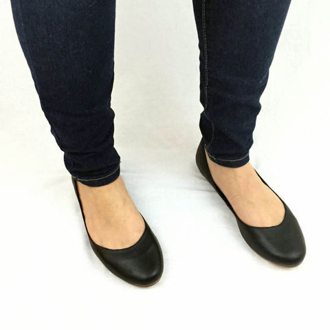 Alex Black Leather Flats