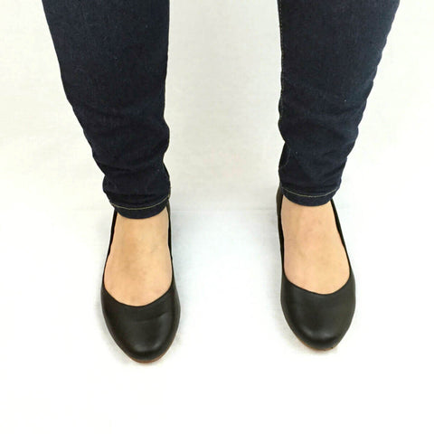 Alex Black Leather Flats