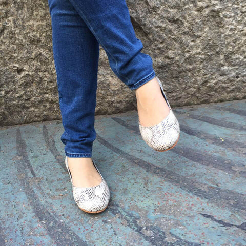 Ava Snakeskin Print Leather Flats