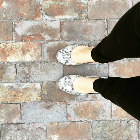 Ava Snakeskin Print Leather Flats