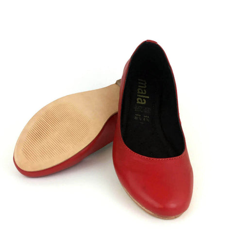 Frances Red Leather Flats