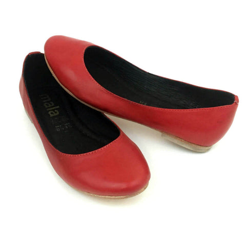 Frances Red Leather Flats