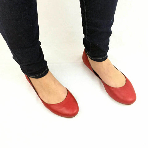 Frances Red Leather Flats