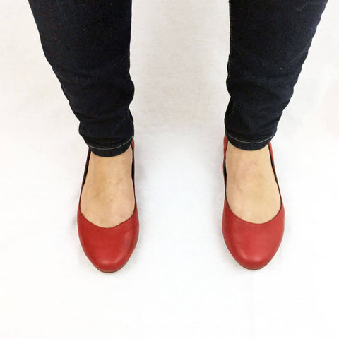 Frances Red Leather Flats