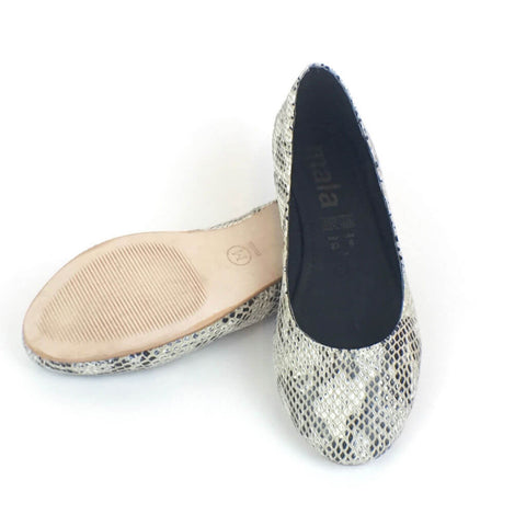 Ava Snakeskin Print Leather Flats