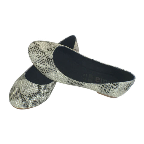 Ava Snakeskin Print Leather Flats
