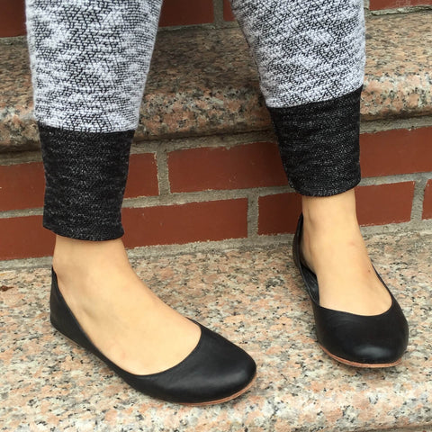 Alex Black Leather Flats
