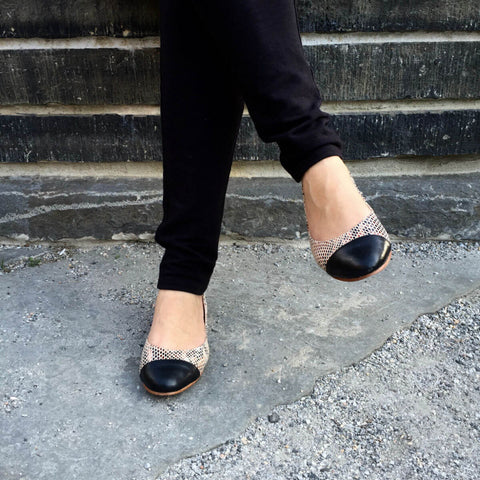 Olivia Red Snakeskin Print Leather Flats