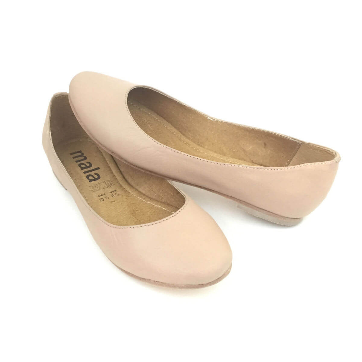 Nude leather flat shoes Clearance