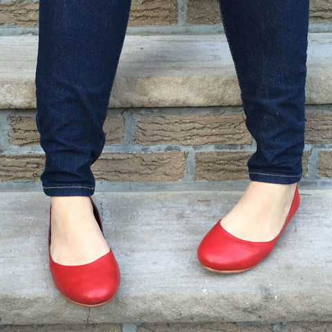 Frances Red Leather Flats